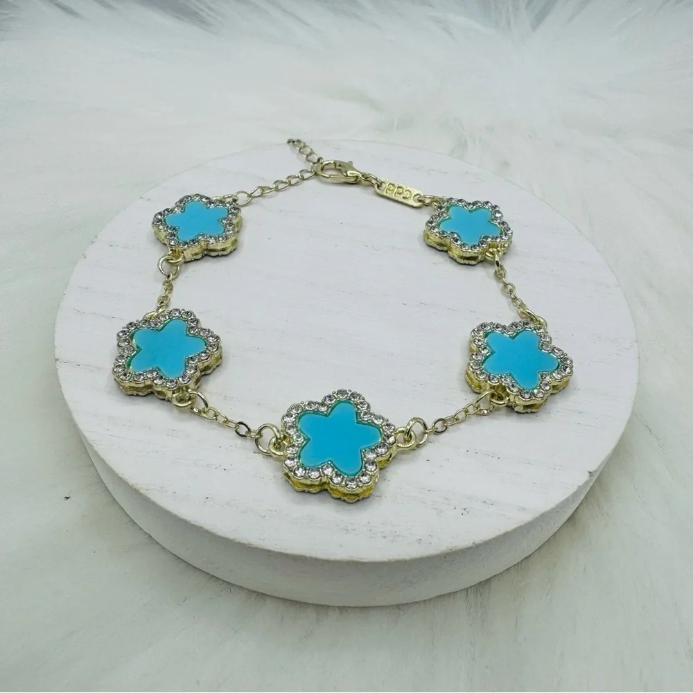 Camille Flower Bracelet in Blue